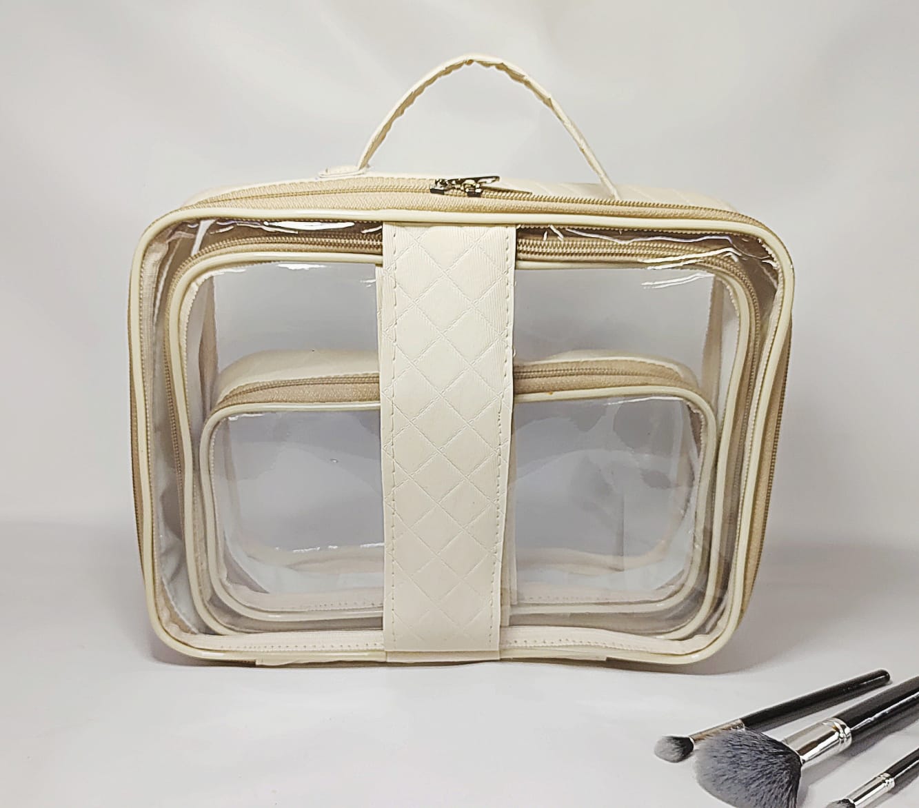 Conjunto De Necessaire Com 3 Peças Transparente Luxo