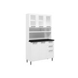 Kit De Cozinha Compacta Multipla C 6 Portas 3 C Vidro E 2 Gavetas Branco Bertolini