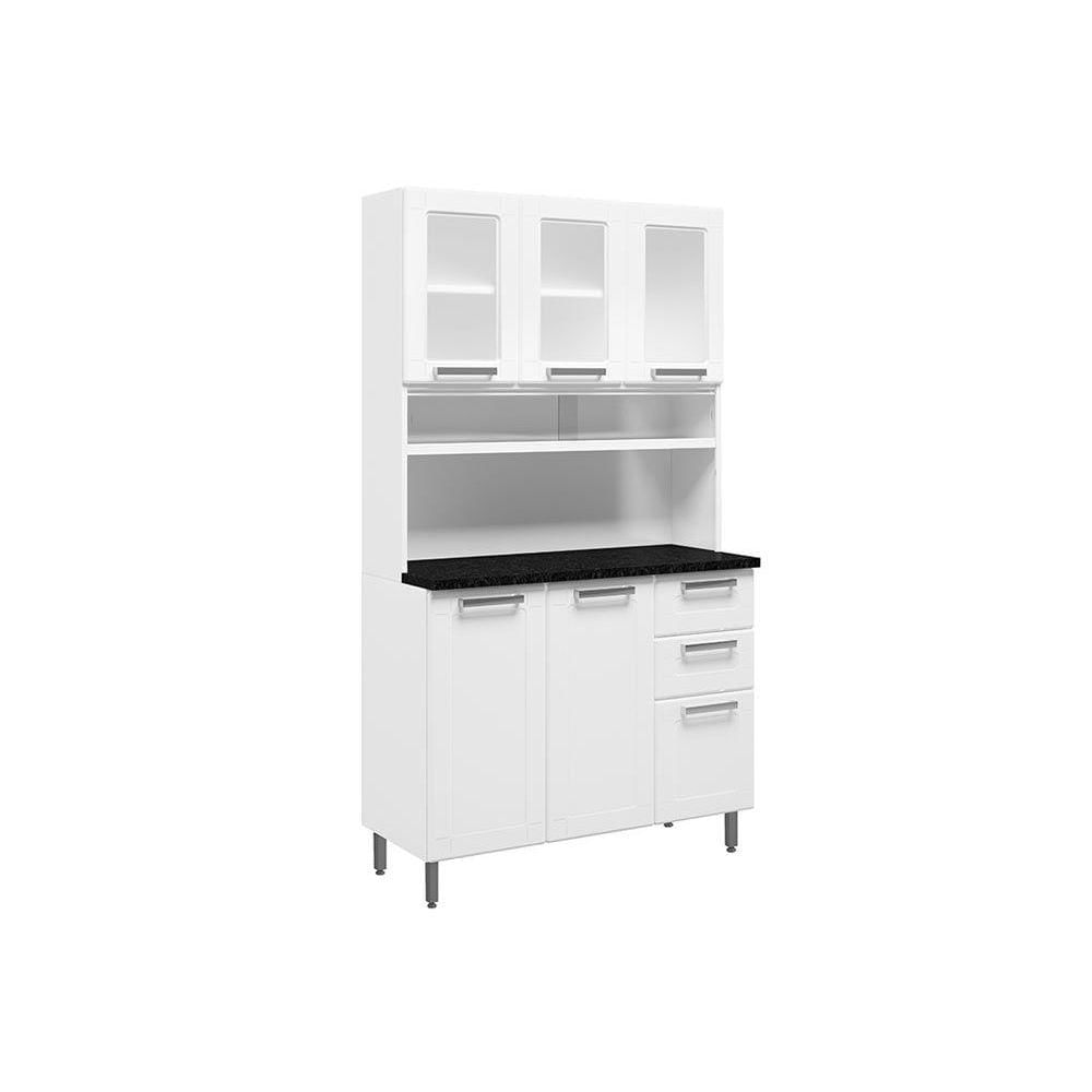 Kit De Cozinha Compacta Multipla C 6 Portas 3 C Vidro E 2 Gavetas Branco Bertolini