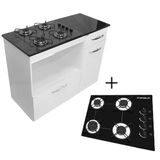Kit Balcão Violeta Com Cooktop Preto 4 Bocas Bivolt