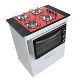 Kit Balcão Salvia Branco Com Cooktop Vermelho 4 Bocas E Forno Elétrico 60l