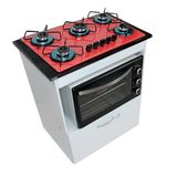 Kit Balcão Salvia Branco Com Cooktop Vermelho 5 Bocas E Forno Elétrico 48l Plus