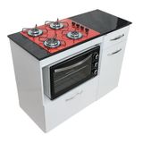 Kit Balcão Violeta Branco Com Cooktop Vermelho 4 Bocas E Forno Elétrico 48l