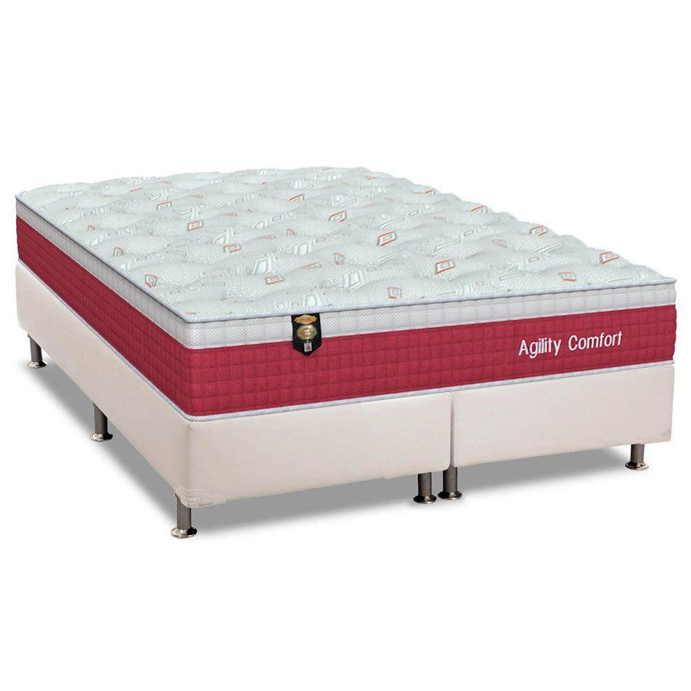 Cama Box Queen Colchao Molas Orthoflex Masterpocket Ensacadas Agility Confort Base Crc Courano White 158x198