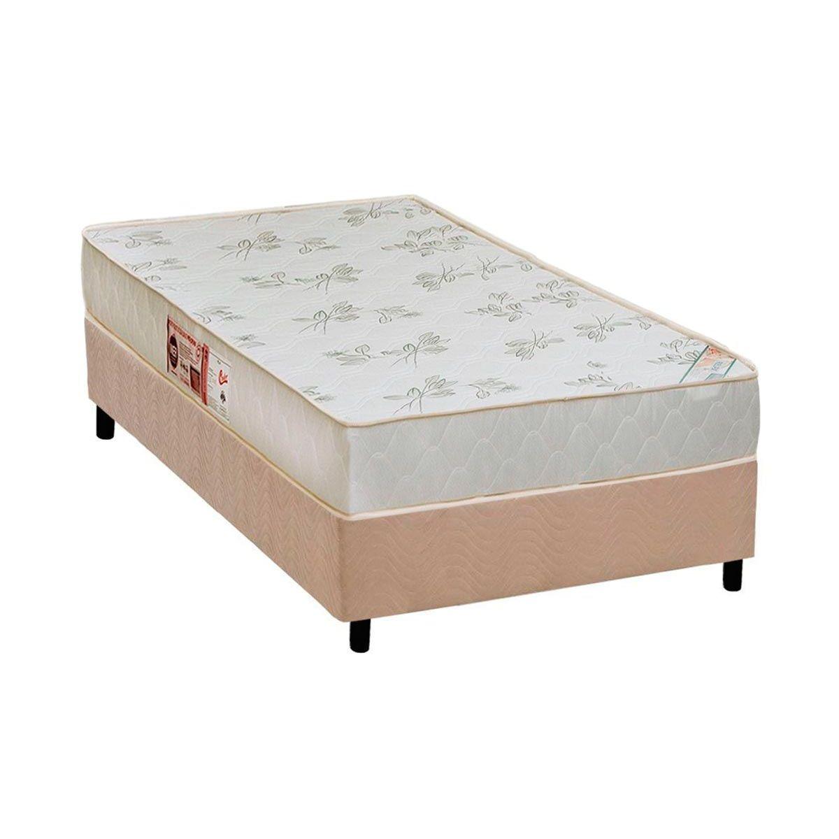 Cama Box Solteiro Colchao Espuma D33 Castor Sleep Max Relax Base Crc Suede Clean 88x188