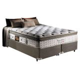 Cama Box Queen Colchao Molas Ensacadas Herval Masterpocket Imperatore Eco Bamboo Base Velvet Cinza 158x198