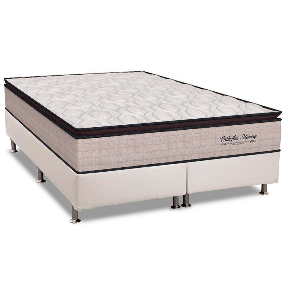 Cama Box Queen Colchao Molas Orthoflex Masterpocket Ensacadas Memory Hp Base Crc Courano White 158x198