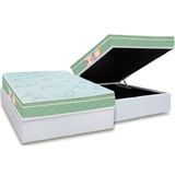 Cama Box Bau Casal Colchao Espuma D33 Castor Sleep Max Euro Pillow Base Crc Courano White 138x188