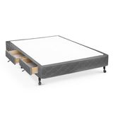 Cama Box Base C Gavetas Viuva Poli Tecido Gray 128x27 C 2 Gavs Castor