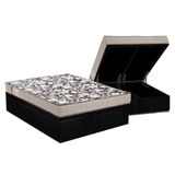 Cama Box Bau Queen Colchao Espuma Ortobom D26 Physical Ultra Resistente Base Crc Suede Black 158x198