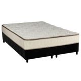 Cama Box Queen Colchao Molas Bonnel Luckspuma Montreal Spring Base Crc Suede Black 158x198