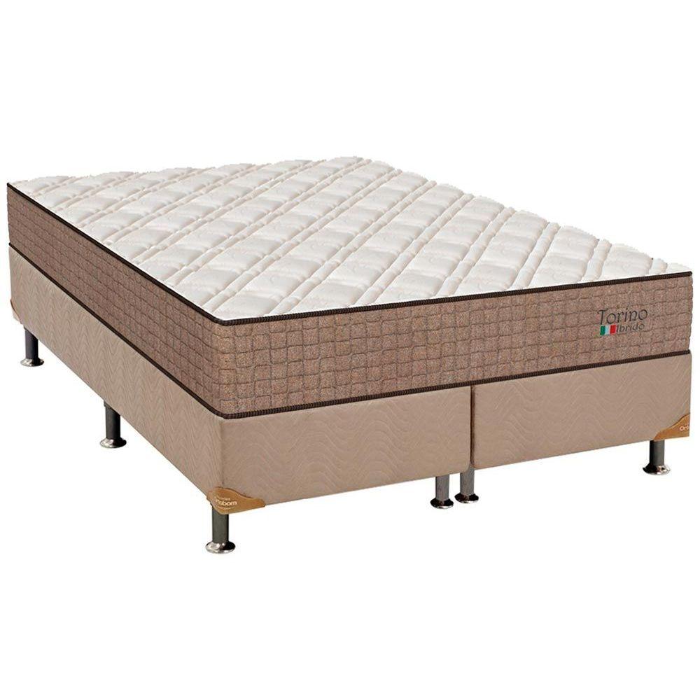 Cama Box Queen Colchao Molas Orthoflex Masterpocket Ensacadas Torino Hibrido Base Crc Suede Clean 158x198