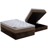 Cama Box Bau Casal Colchao Molas Castor Molas ensacadas Revolution Base Crc Suede Brown 138x188