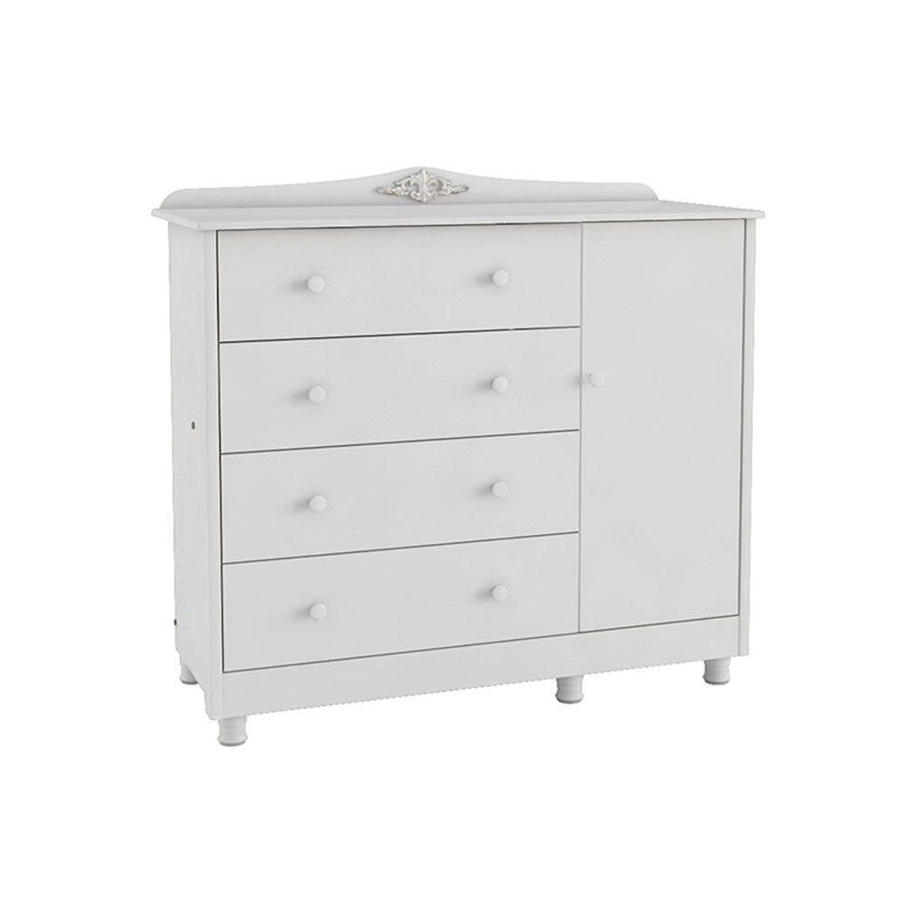 Comoda De Quarto Elo C 1 Porta E 4 Gavetas Branco Peroba