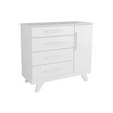 Comoda De Quarto Retro C 1 Porta E 4 Gavetas Branco Peroba