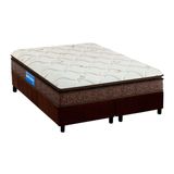 Cama Box Queen Colchao Espuma D33 Probel Guarda Costas Plus Base Crc Suede Brown 158x198