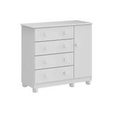 Comoda De Quarto Junior C 1 Porta E 4 Gavetas Branco Peroba