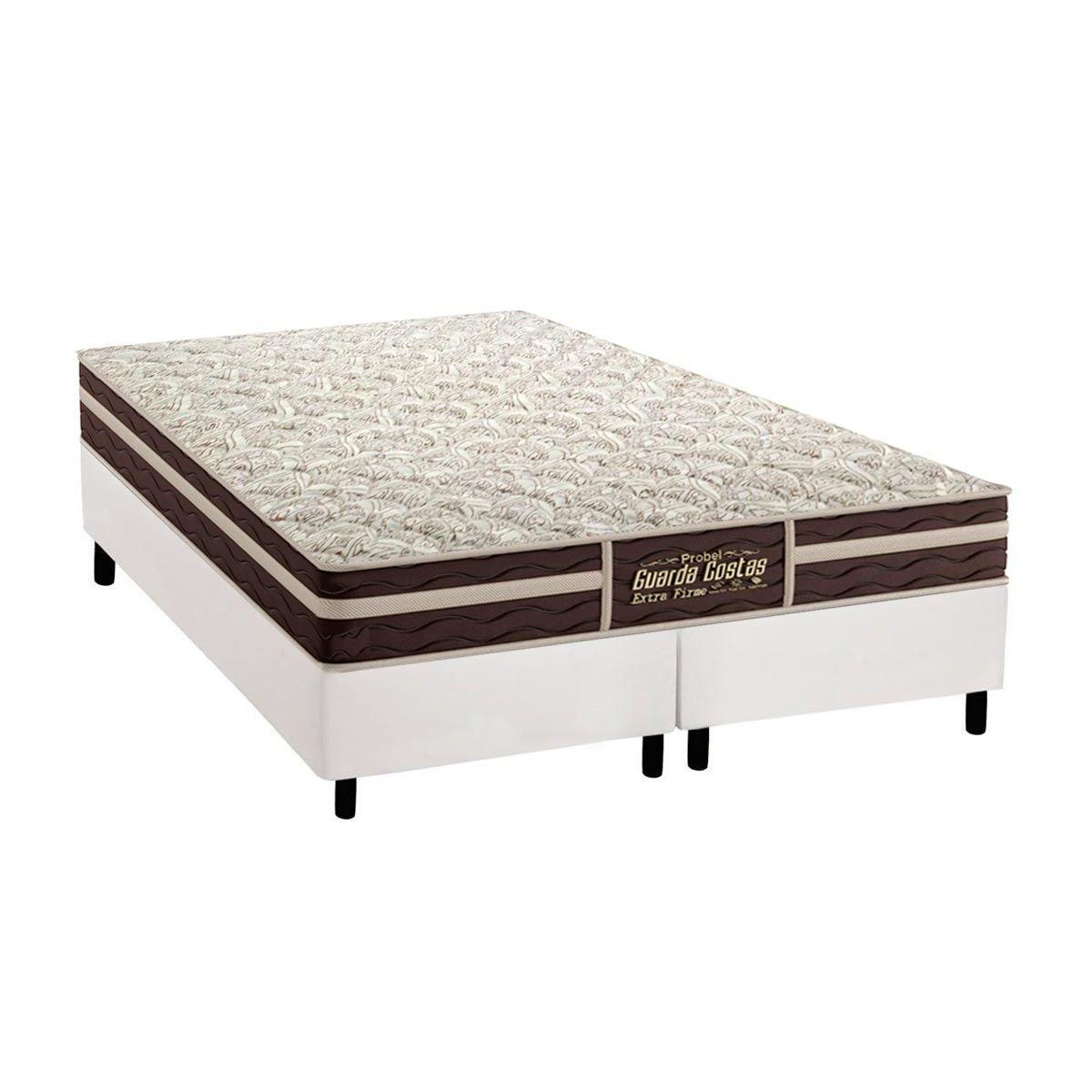 Cama Box King Colchao Ortopedico Probel Guarda Costas Extra Firme Base Crc Courano White 193x203