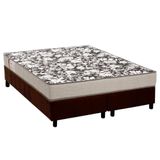Cama Box Queen Colchao Espuma Ortobom Physical Ultra Resistente Base Crc Suede Brown 158x198