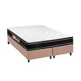 Cama Box King Colchao Espuma D33 Castor Black E White Double Face Base Crc Suede Clean 193x203