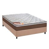 Cama Box Casal Colchao Molas Castor Molas ensacadas Revolution Base Crc Suede Bege 138x188