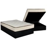 Cama Box Bau Casal Colchao Molas Bonnel Luckspuma Montreal Spring Base Crc Courano Black 138x188