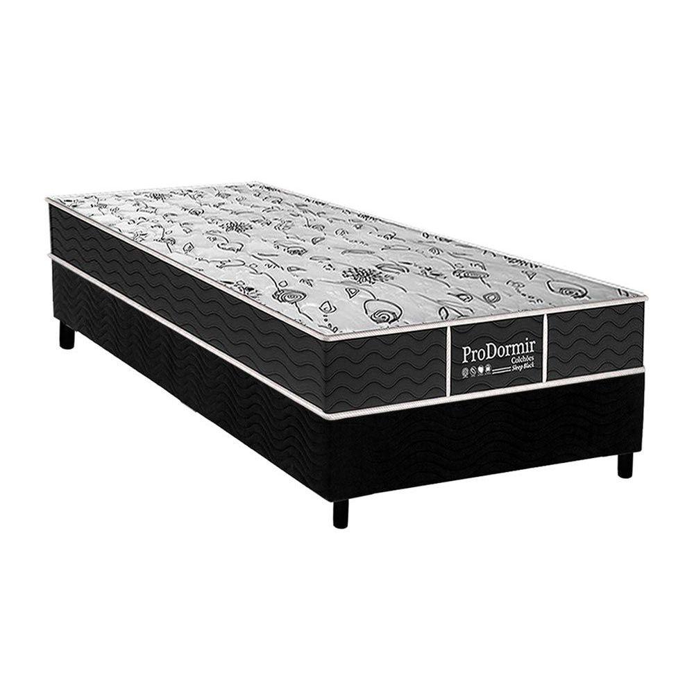 Cama Box Solteiro Colchao Molas Probel Prolastic Sleep Base Crc Suede Black 88x188