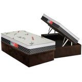 Cama Box Bau Solteiro Colchao Ortopedico Plumatex Falcon Ultra Firme Base Crc Suede Brown 88x188