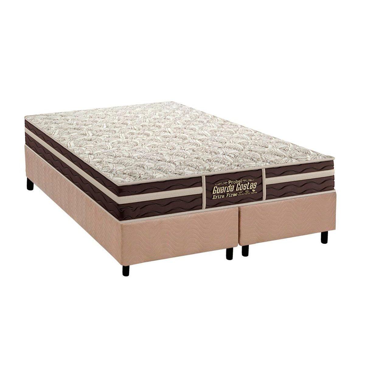 Cama Box King Colchao Ortopedico Probel Guarda Costas Extra Firme Base Crc Suede Clean 193x203