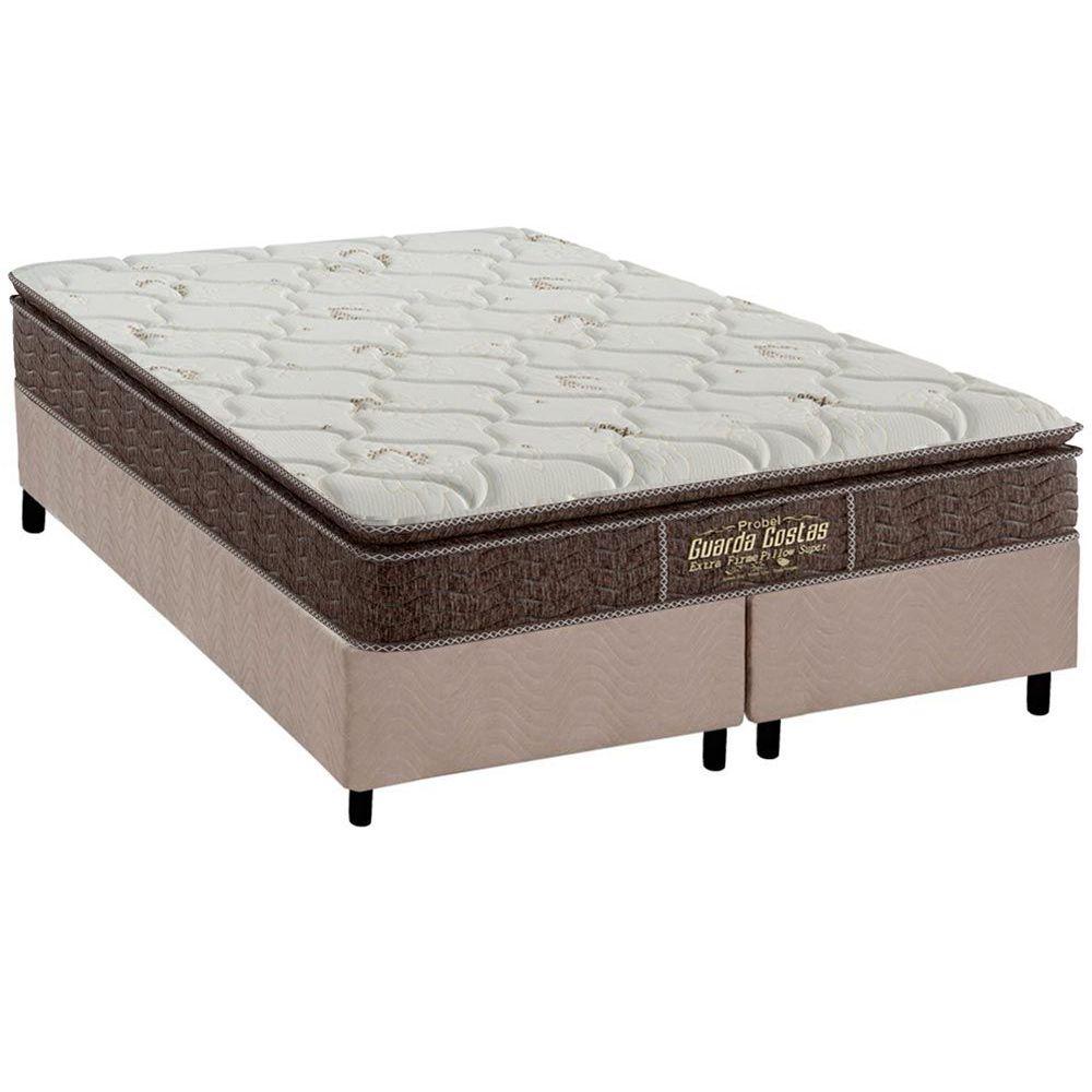 Cama Box King Colchao Ortopedico Probel Guarda Costas Extra Firme Base Crc Suede Clean 193x203