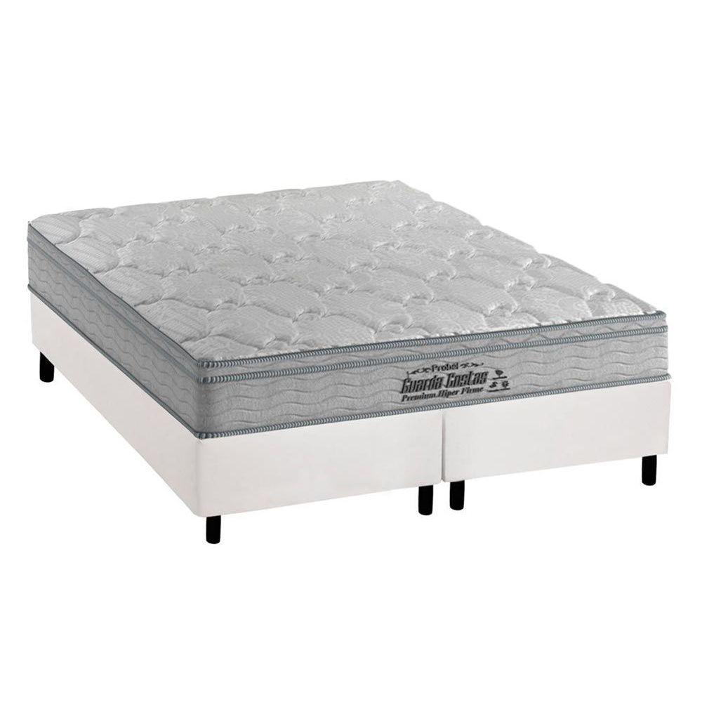 Cama Box King Colchao Espuma Probel D40 Guarda Costas Premium Hiper Firme Base Crc Courano White 193x203