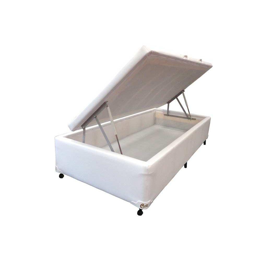 Cama Box Bau Solteiro Courano White New 78x188x35 Castor