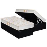 Cama Box Bau Solteiro Colchao Espuma Castor D28 Sleep Max Duplo Base Crc Suede Black 88x188