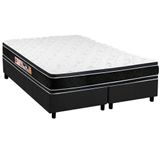 Cama Box King Colchao Espuma D33 Castor Black E White Base Crc Suede Gray 193x203