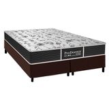 Cama Box Queen Colchao Molas Probel Prolastic Sleep Base Crc Suede Marrom 158x198