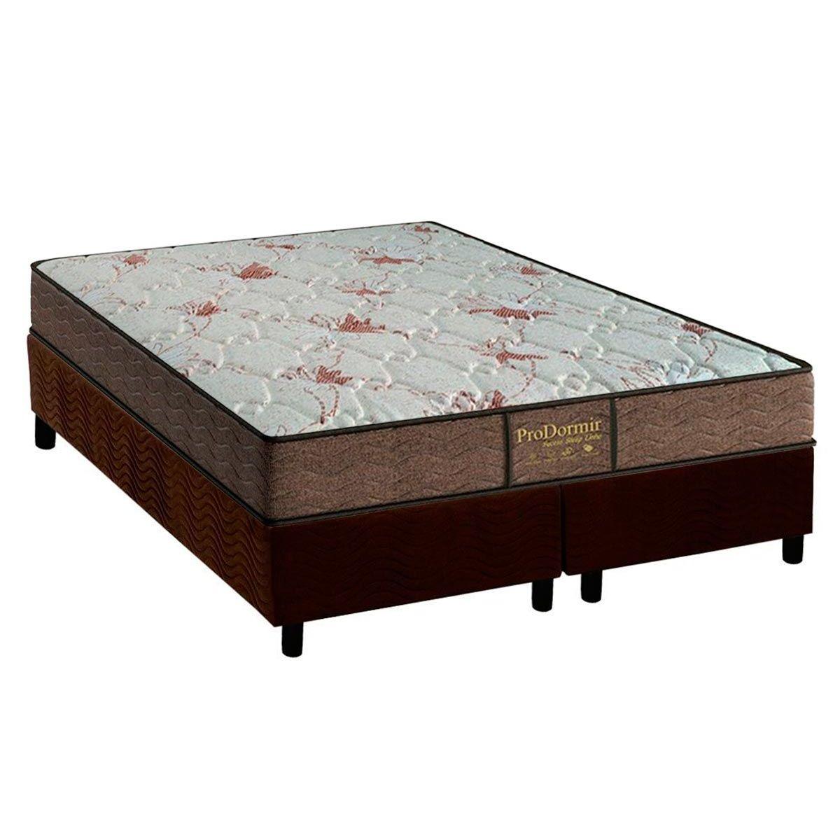 Cama Box King Colchao Molas Probel Prolastic Sucess Sleep Base Crc Suede Marrom 193x203