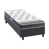 Cama Box Solteiro Colchão Espuma Probel Guarda-Costas Resistente Base CRC Courano Gray 88x188