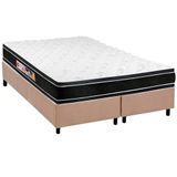 Cama Box Queen Colchao Espuma D33 Castor Black E White Base Crc Suede Clean 158x198