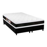 Cama Box King Colchao Espuma D45 Castor Black E White Double Face Base Crc Suede Black 193x203