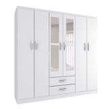 Guarda-roupa Solteiro Com Espelho Havana Ii 6 Pt Branco