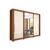 Guarda Roupa Casal 3 Portas De Correr E 6 Gavetas C Espelho E Vitoria Avela Off White Panan