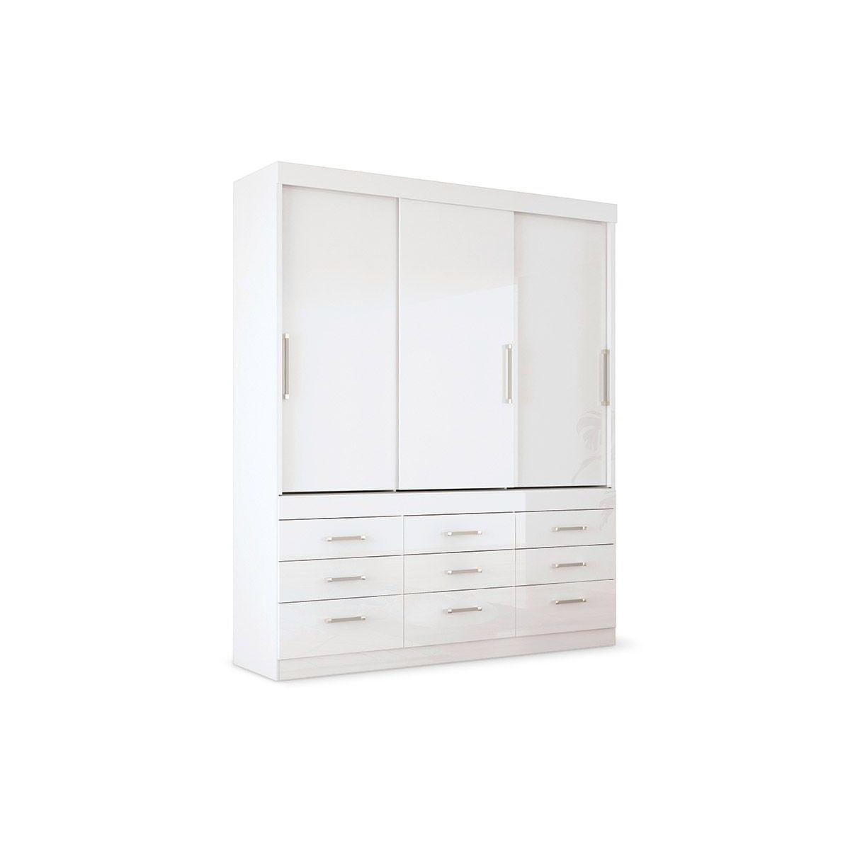 Guarda Roupa Solteiro 3 Portas De Correr E 9 Gavetas Click 3 9 Branco Santos Andira