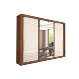 Guarda Roupa Casal 3 Portas De Correr E 6 Gavetas C Espelho Vitoria Avela Off White Panan
