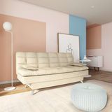 Sofá-Cama 3 Lugares Casal Superior Suede Velvet Bege