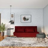 Sofá-Cama Casal 3 Lugares Autenticidade Suede Vermelho