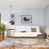 Sofá-Cama 3 Lugares Casal Ayla com Pés de Madeira Couro Sintético Branco