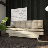 Sofá-Cama 3 Lugares Casal Estilo Suede Velvet Bege