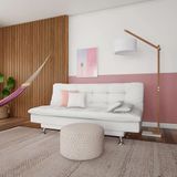 Sofá-Cama 3 Lugares Casal Qualidade Couro Sintético Branco