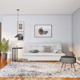 Sofá-Cama 3 Lugares Casal Raridade Couro Sintético Branco
