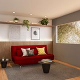 Sofá-Cama Casal 3 Lugares Qualidade Suede Vermelho
